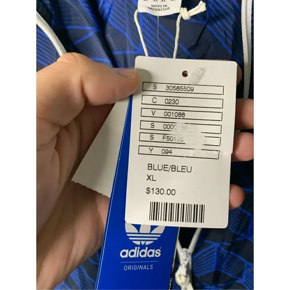Adidas Originals windbreaker jacket blue men's size XL NEW WITH TAGS